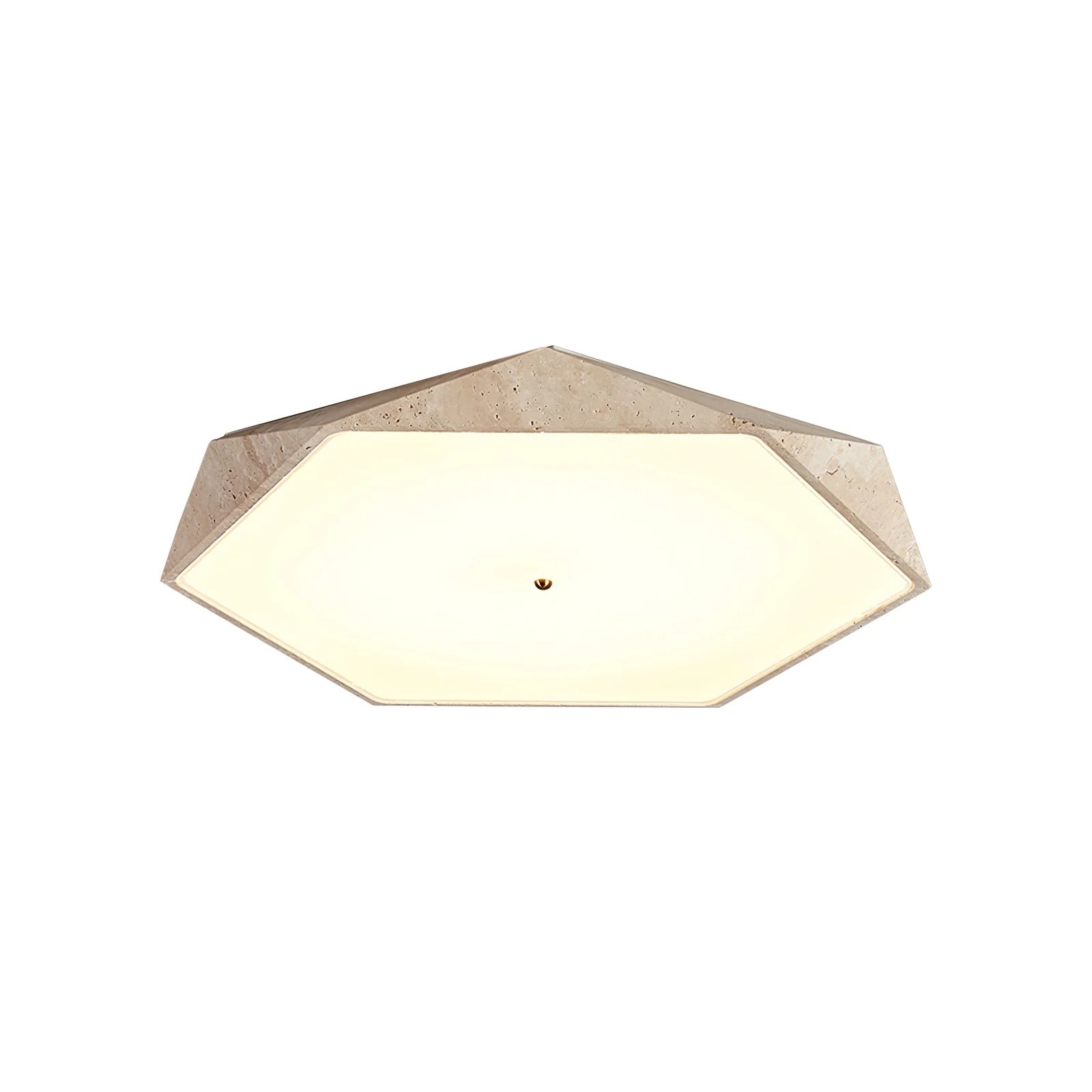 Contemporary Hexagon Ceiling Light In Travertine And Glass S295