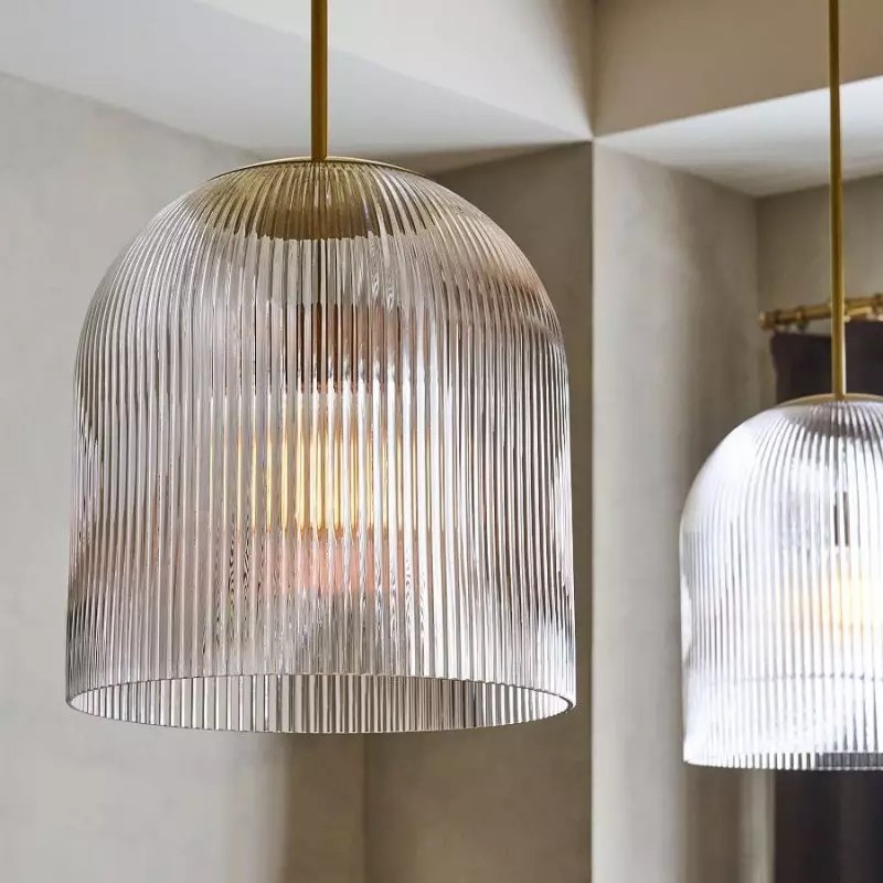Alain Farmhouse Cooper Ribbed Glass Pendant Light G83