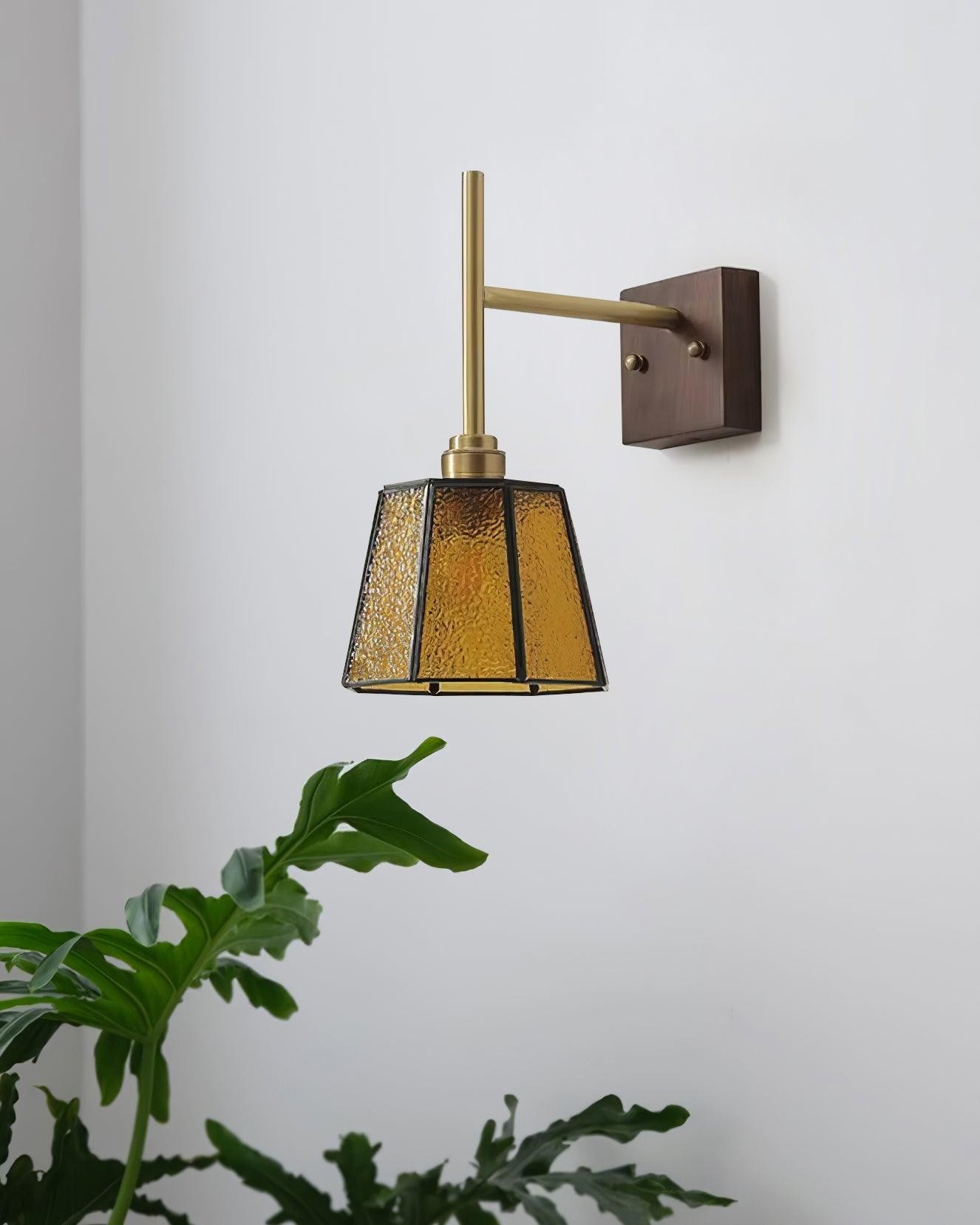 Vintage Brass Walnut Wall Lamp M207
