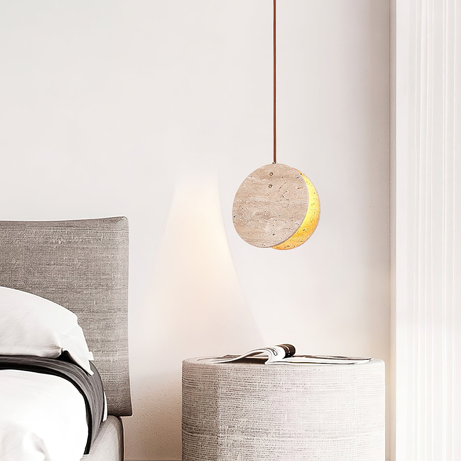 Stone Textured Disc Pendant Light G60