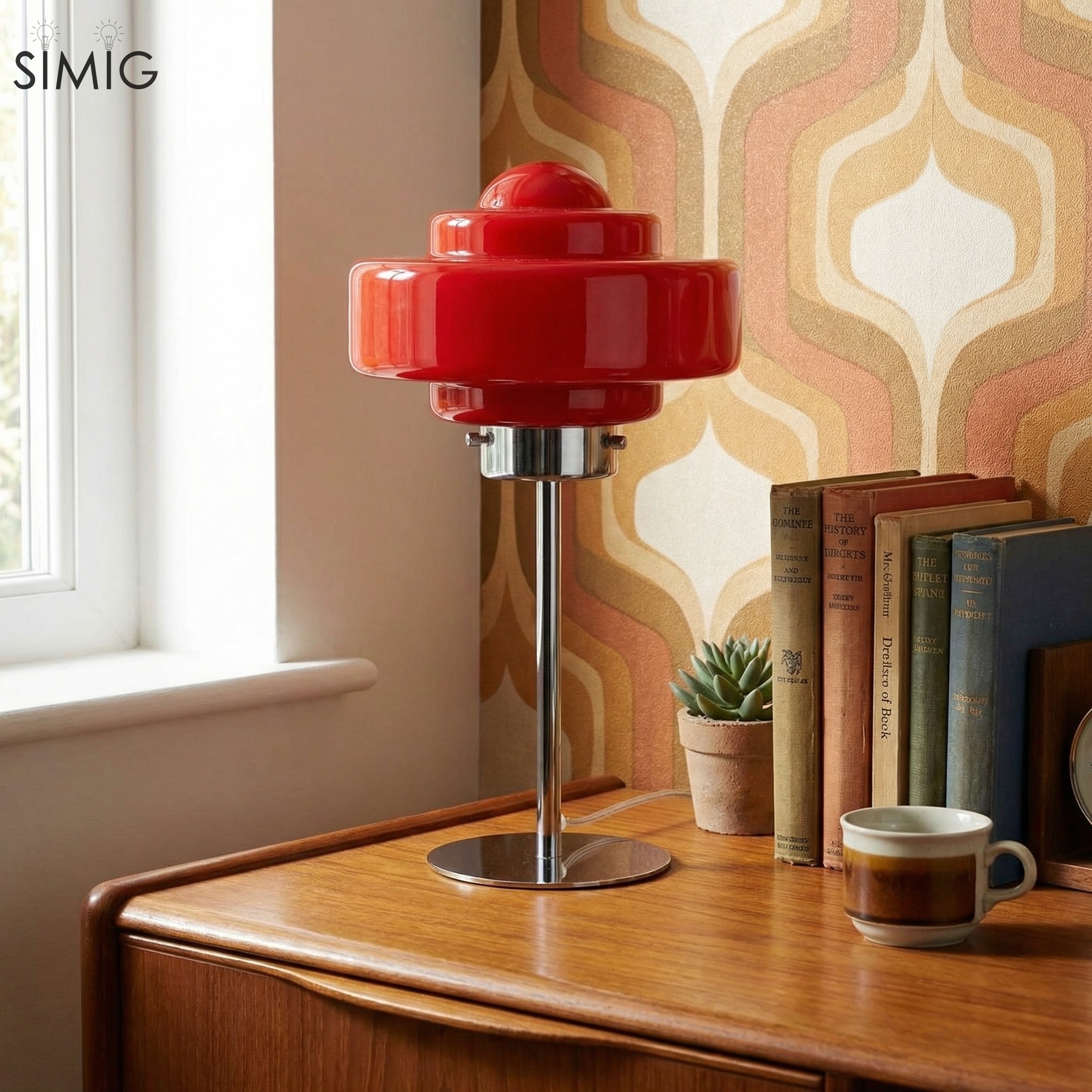 Modern Colored Glass Table Lamp – Retro Futuristic Accent for Living Room S391