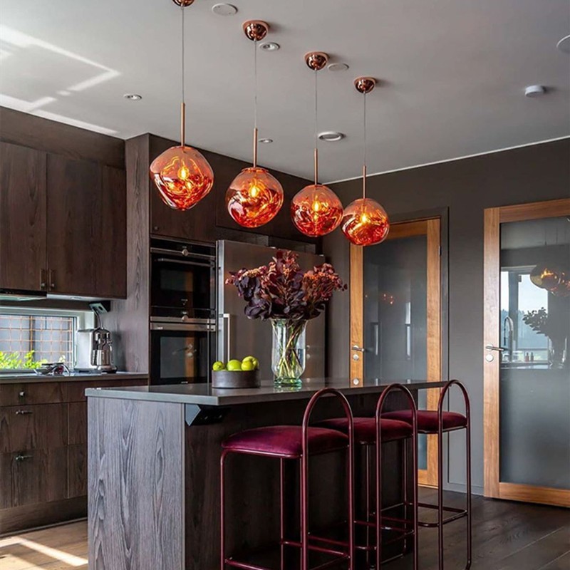 Glass Dynamic Pendant Light - Artistic Metallic Glow Pendant for Dining Area S54