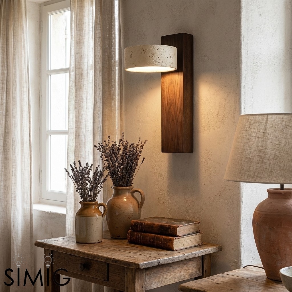 Travertine Cylinder Shade Lamp - Vintage Wall Sconce for Hallway M13