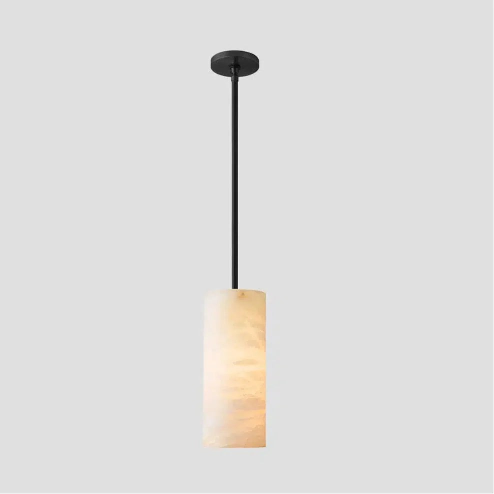 Hand Carved Alabaster Cylinder Pendant Light T115