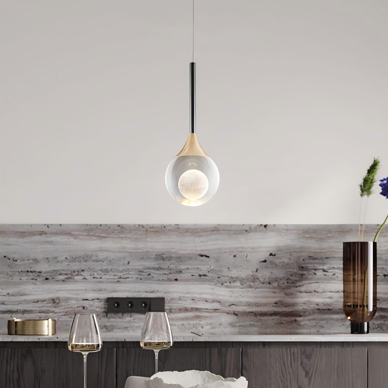 Moon Clear Glass Ball Pendant Light S205