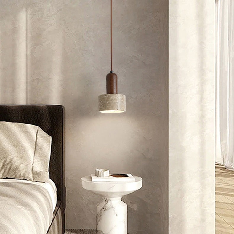 Traditional Retro Cylindrical Solid Wood Pendant Lamp M07