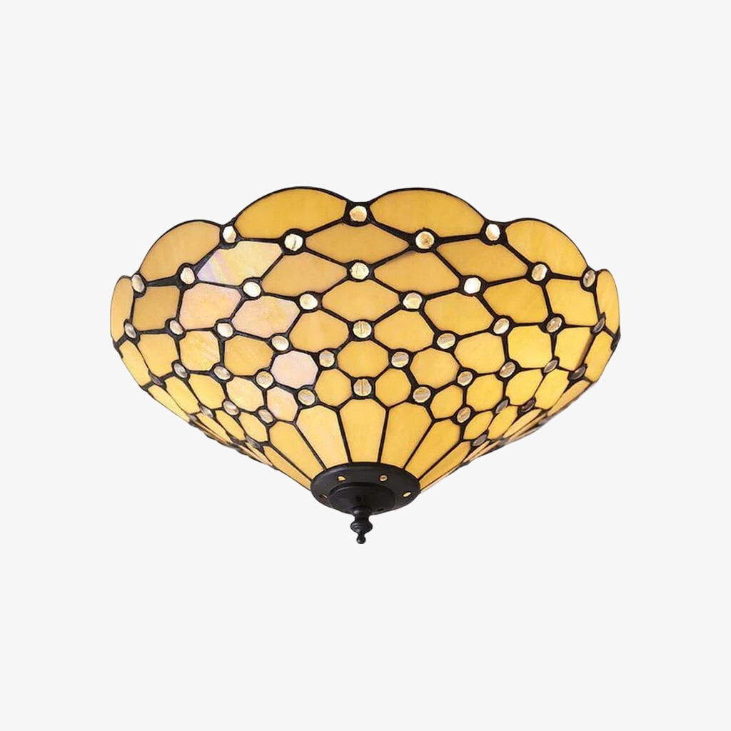 TF Pearl Handcrafted Tiffany Ceiling Light - Art Deco Stained Glass Light for Hallway or Living Room T997