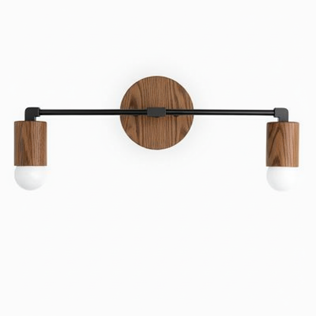 Mobilux Line Wood and Vanity Light - Bohemian Bathroom Lighting Fixture T374