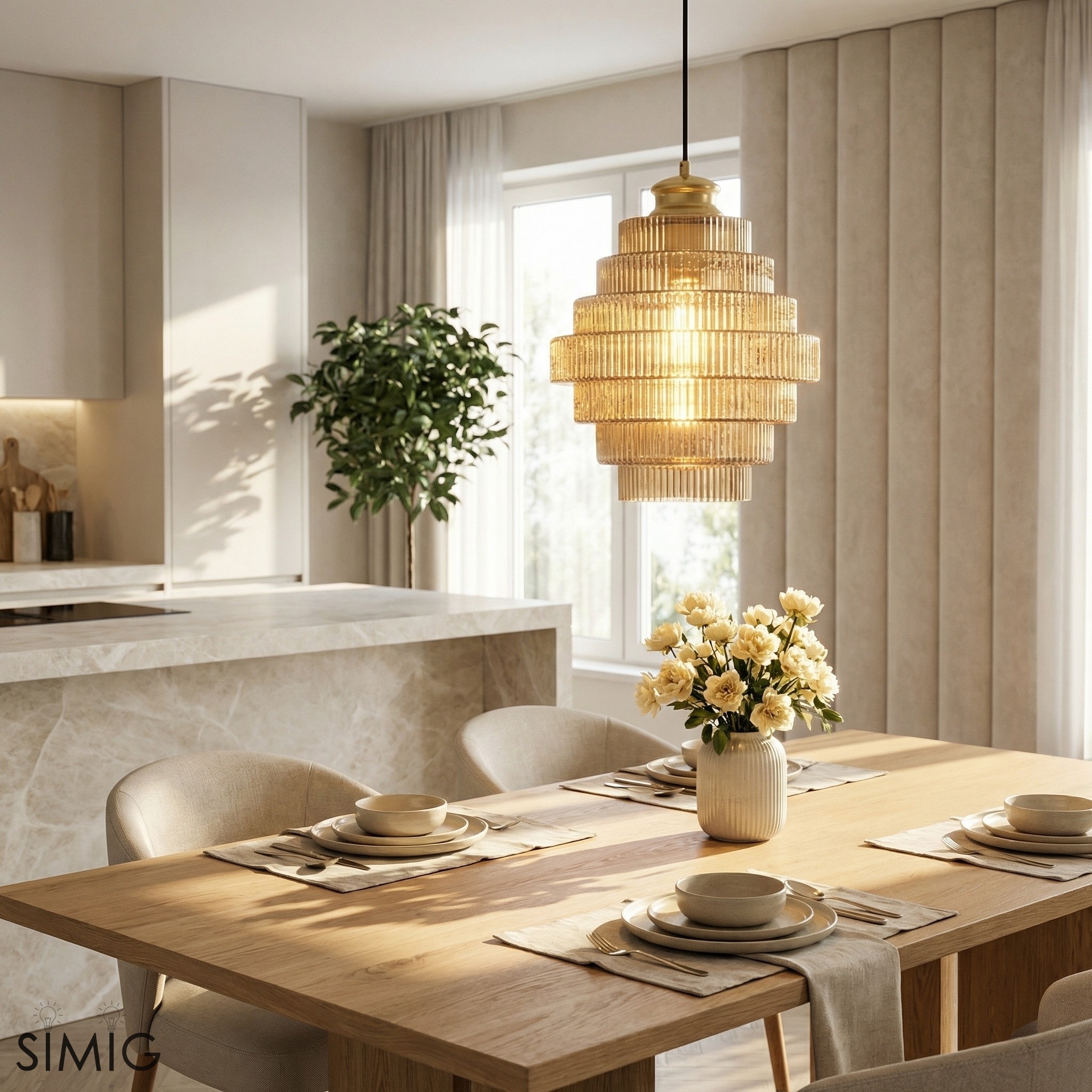 Bottis Vertical Ribbed Bottle Pendant Light - Modern Vintage Glow for Dining Room U19