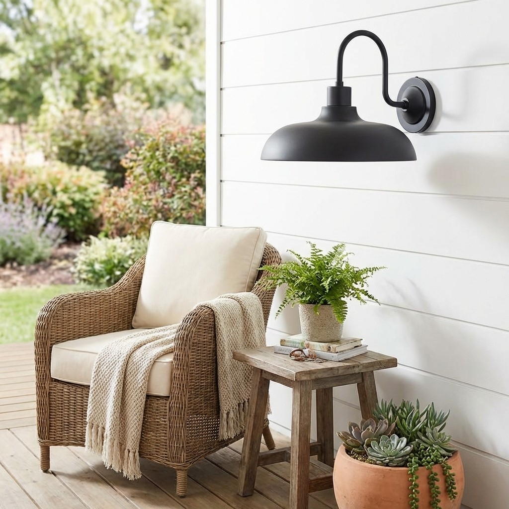 Velara Industrial Metal Rustic Dome Wall Sconce - Classic Curved Outdoor Wall Light for Porch and Patio U08