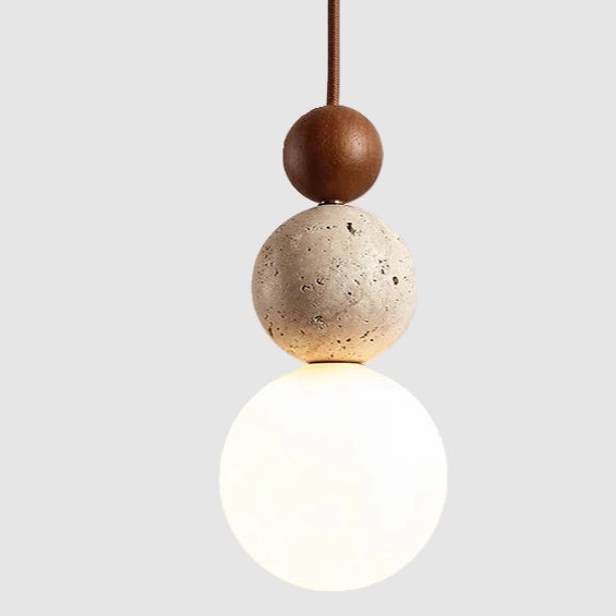 Elegant Glow Cream Stone Bedside Pendant Light T2133