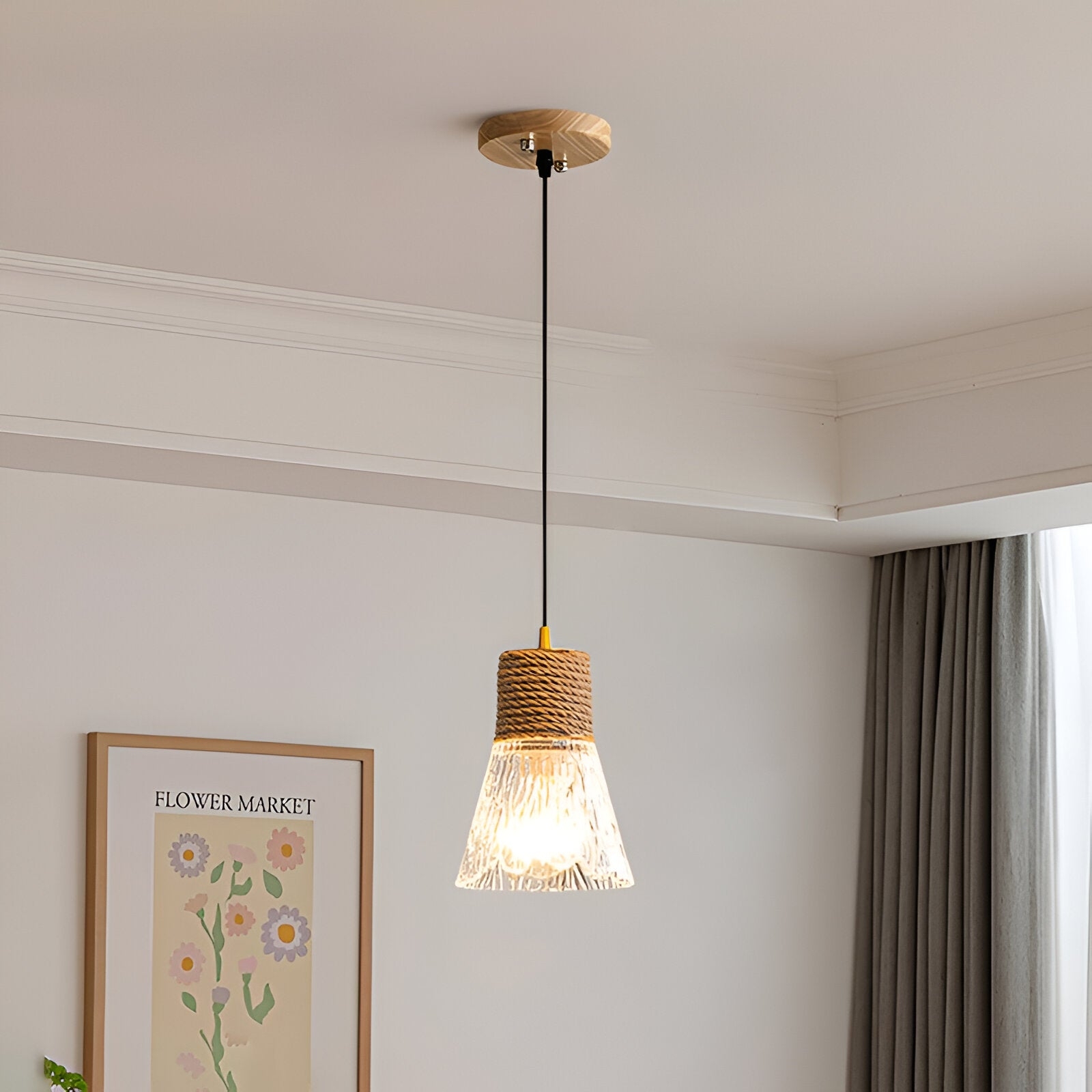 Nordic Hemp Rope Glass Pendant Light T2162