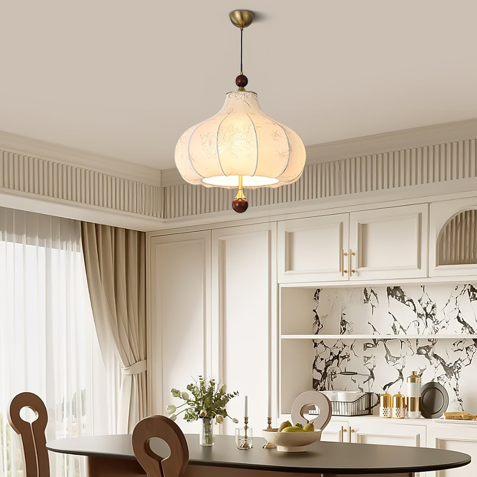 French Retro Fabric Pattern Pendant Lamp M562