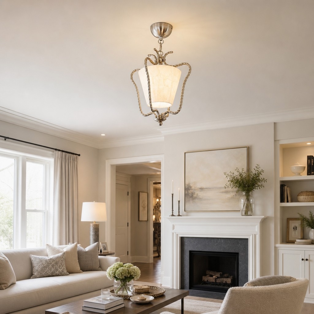 Lunavera Mid-Century Capiz Shell Drum Ceiling Light for Balcony and Hallway T2198
