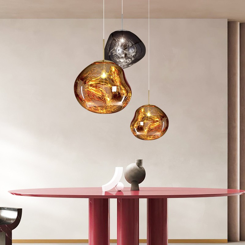 Glass Dynamic Pendant Light - Artistic Metallic Glow Pendant for Dining Area S54