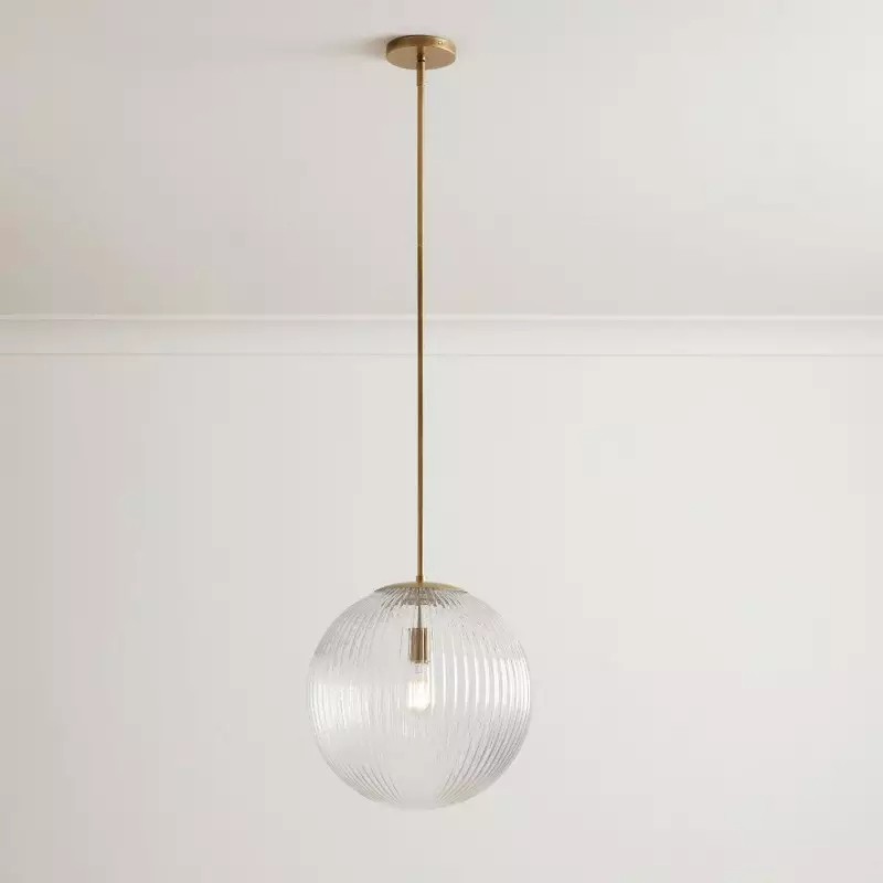 Alain Farmhouse Cooper Ribbed Glass Pendant Light G83