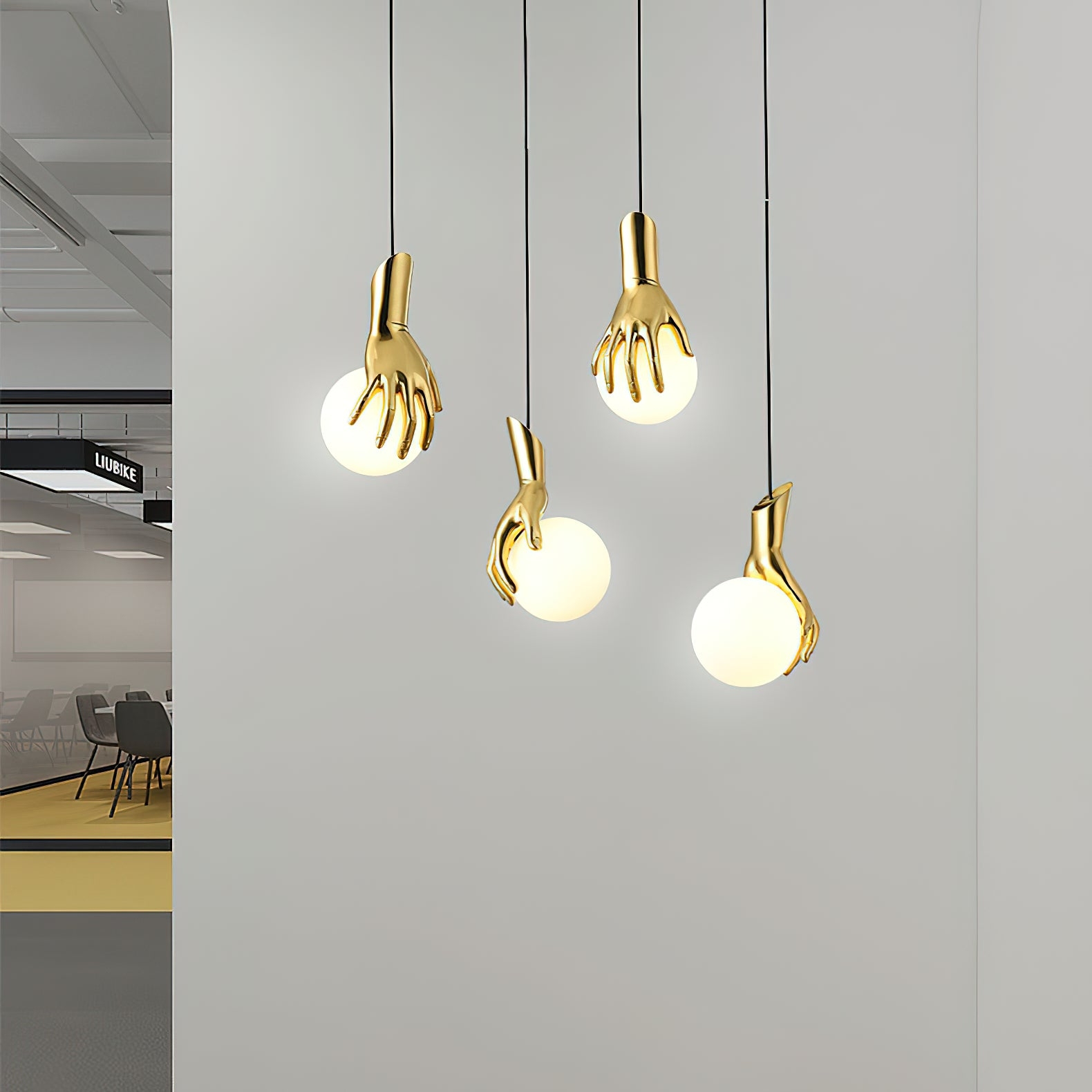 Hand Holding Globe Pendant Light T1675