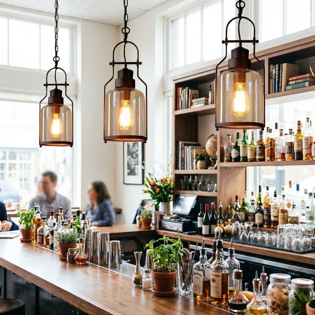 Lirra Vintage Iron Glass Pendant Lamp - Industrial Style Ceiling Lamp for Bars and Homes U20
