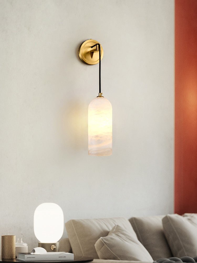 Modern Minimalist Copper Natural Marble Adjustable Wire Wall Lamp M346