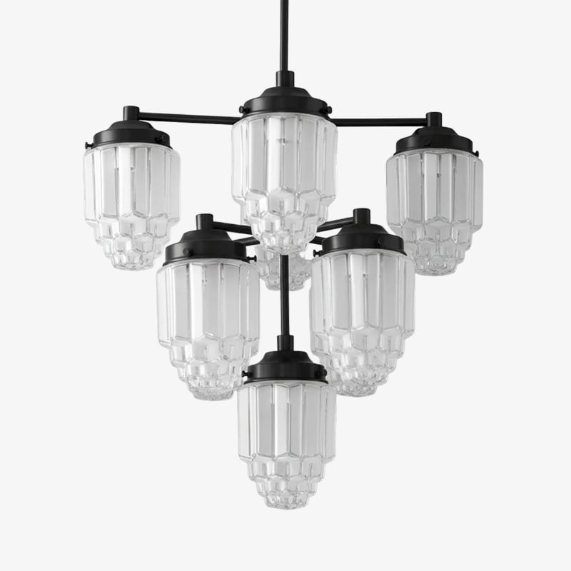 Tierlux Glass Textured Brass Chandelier – Timeless Lighting with Style T375