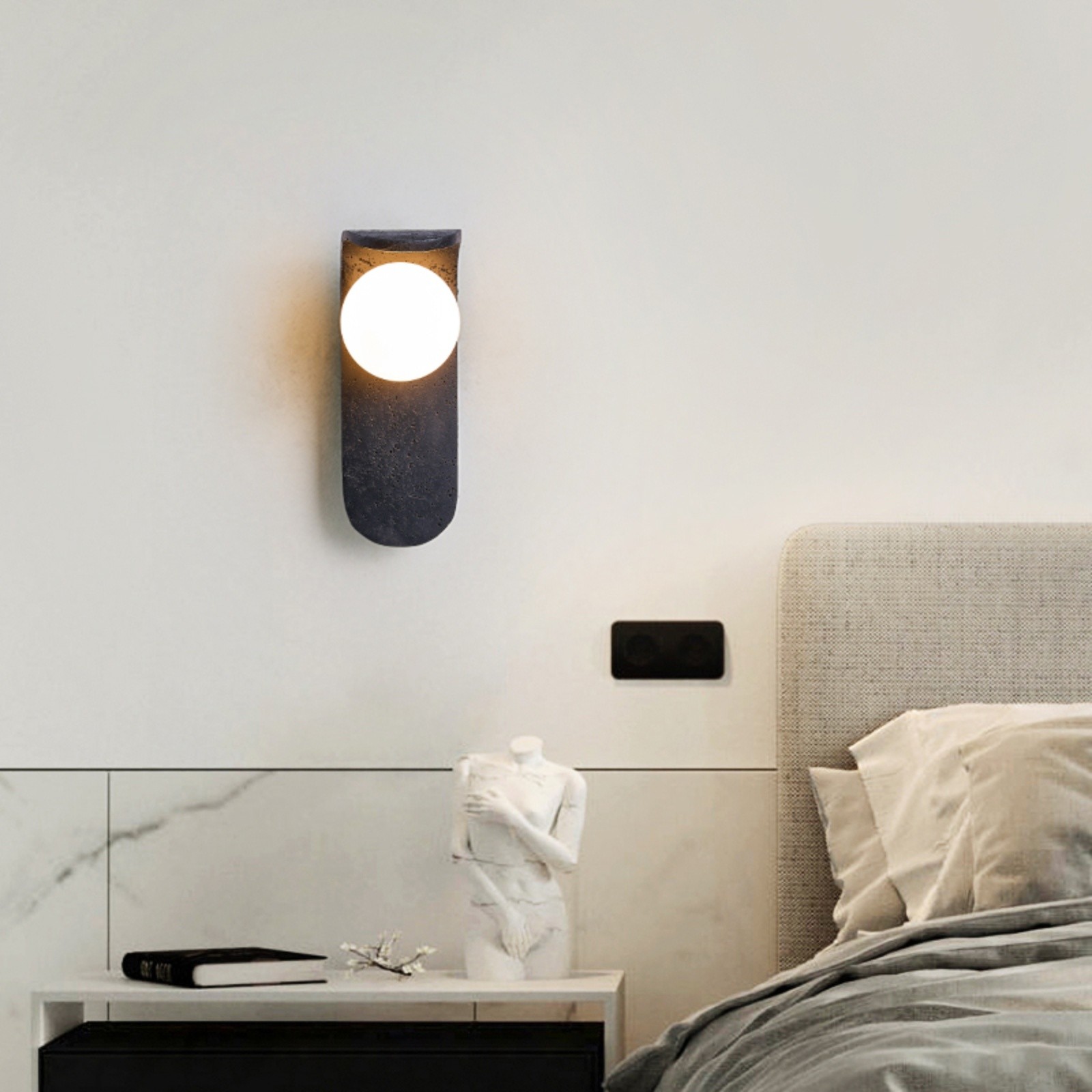 Travertine Wall Lamp - Skateboard-Inspired Modern Bedroom Light S326