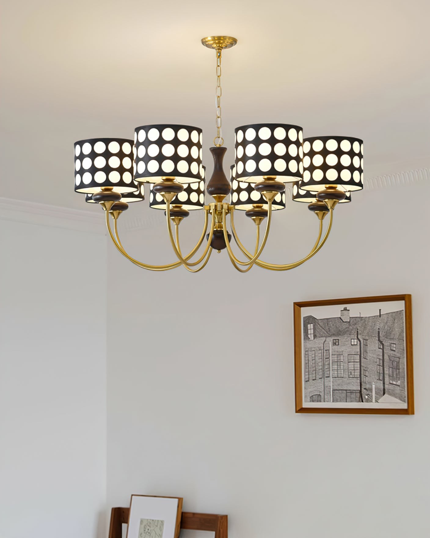 Geometry Black Polka Dots Fabric Chandelier S364