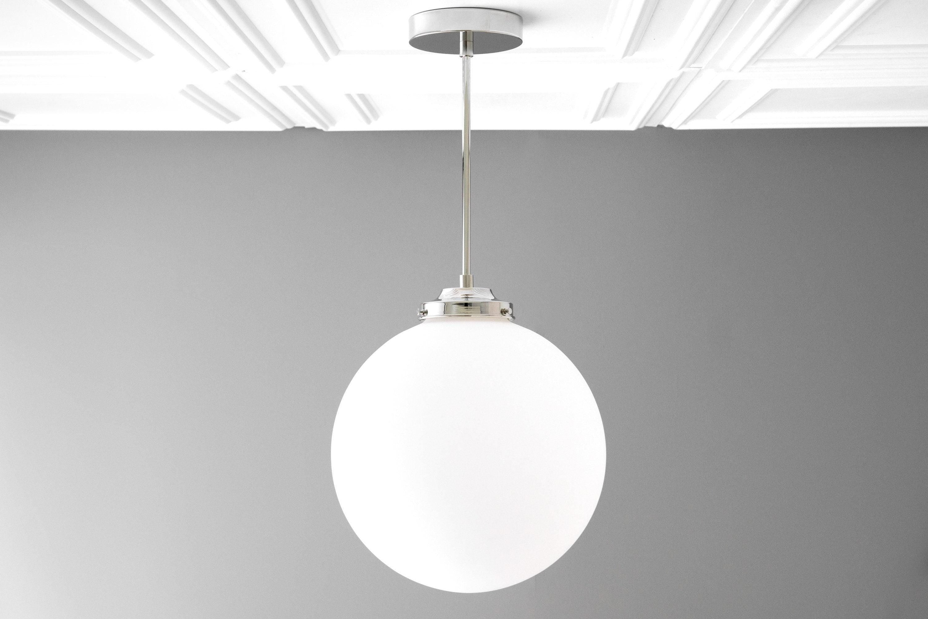 Glorica Glass 12 Inch Globe Ceiling Light - Frosted Glass Art Deco Pendant And Flush Mount T362