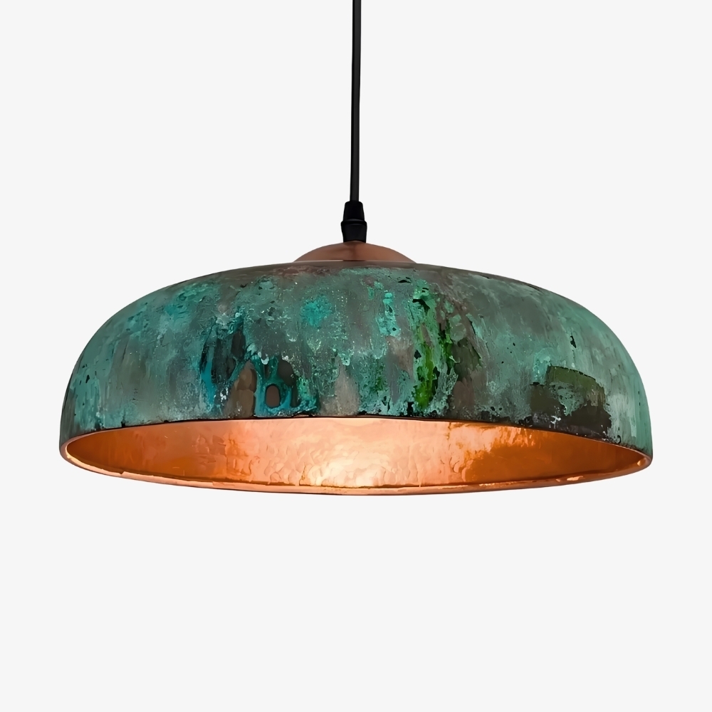 Aerugix Vintage Hammered Copper Dome Pendant Light - Natural Metallic Finish for Dining Room T2250