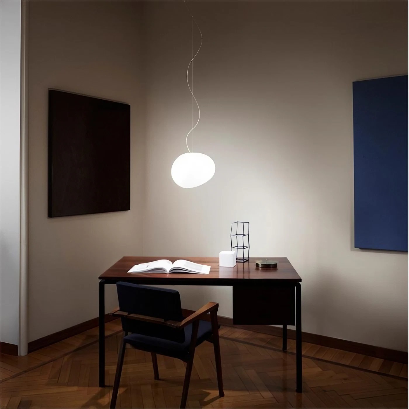 Pebble Orb Deco Milk Glass Pendant Light S161