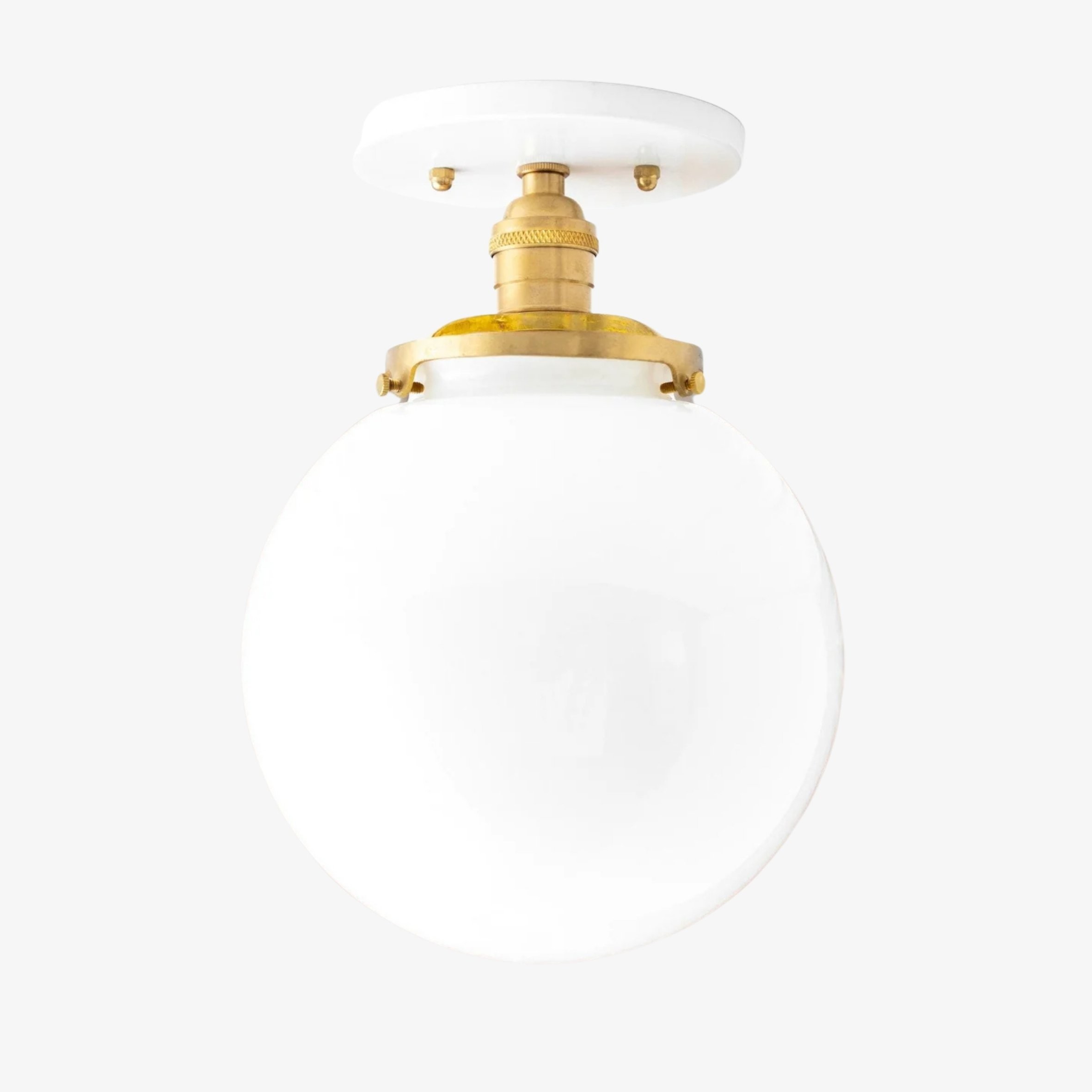 Glorica Glass Mid Century Semi Flush Ceiling Light - Whte Opal Gliass Globe Fixture T368