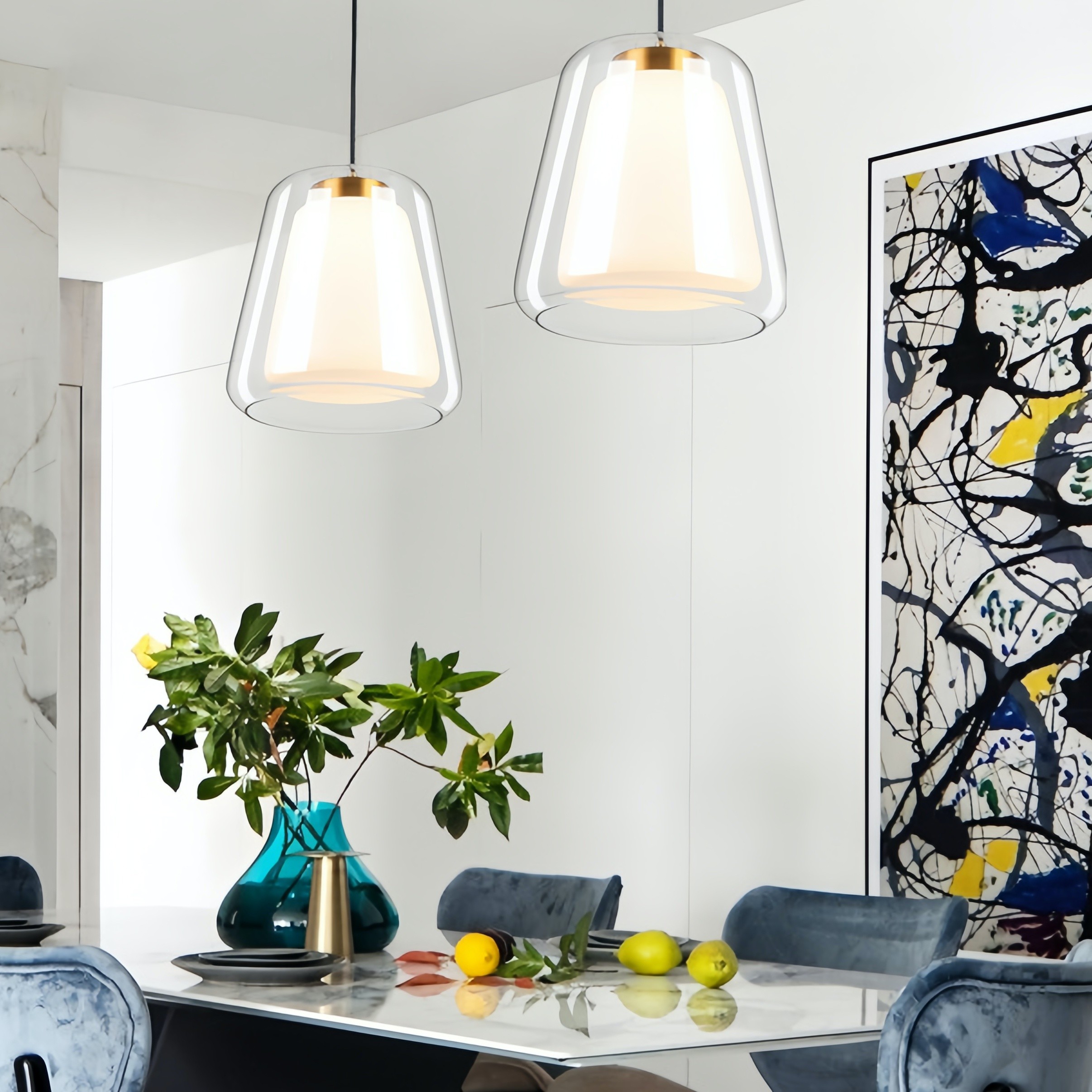 Modern Gold Pendant Light with Clear Glass Shade S221