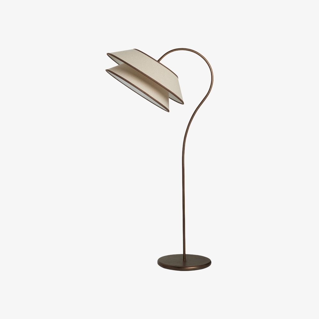 Tarivon Stacked Floor Lamp - Modern Antique Linen Shade for Bedroom & Living Room T705