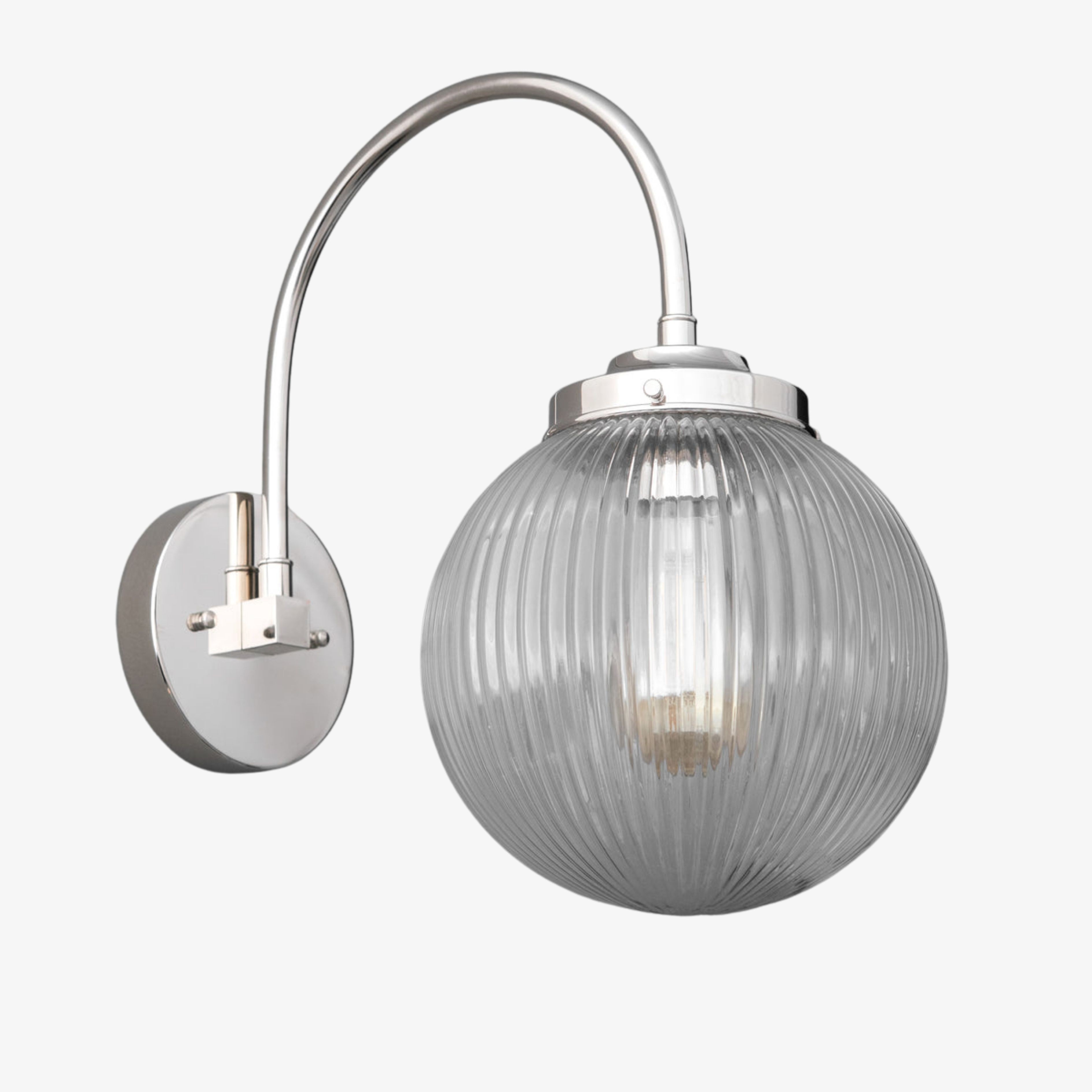 Glorica Glass Aged Brass Wall Sconce - Ribbed Glass Shade Industrial Style Lighting T410