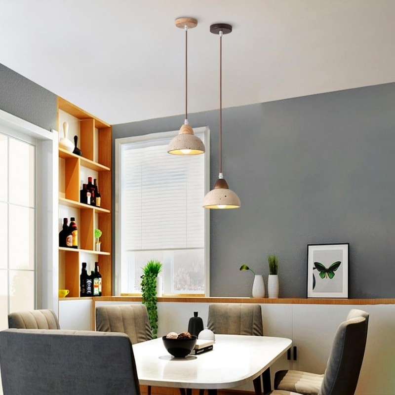 Modern Japanese Stone Pendant Light with Adjustable Suspension S269