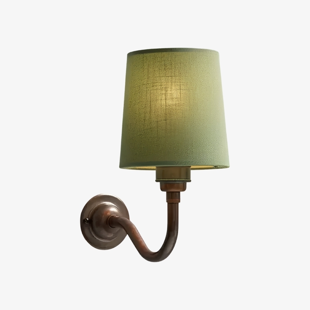Cottaloy Vintage Fabric Curved Arm Wall Lamp for Living Room or Bedroom T2249