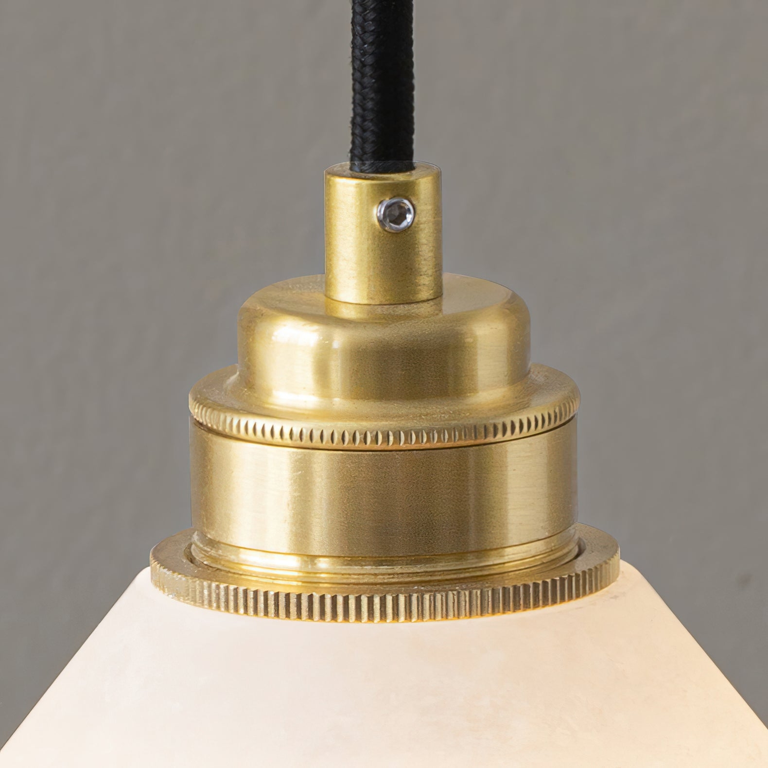 Conical Brass Alabaster Pendant Lamp T1649