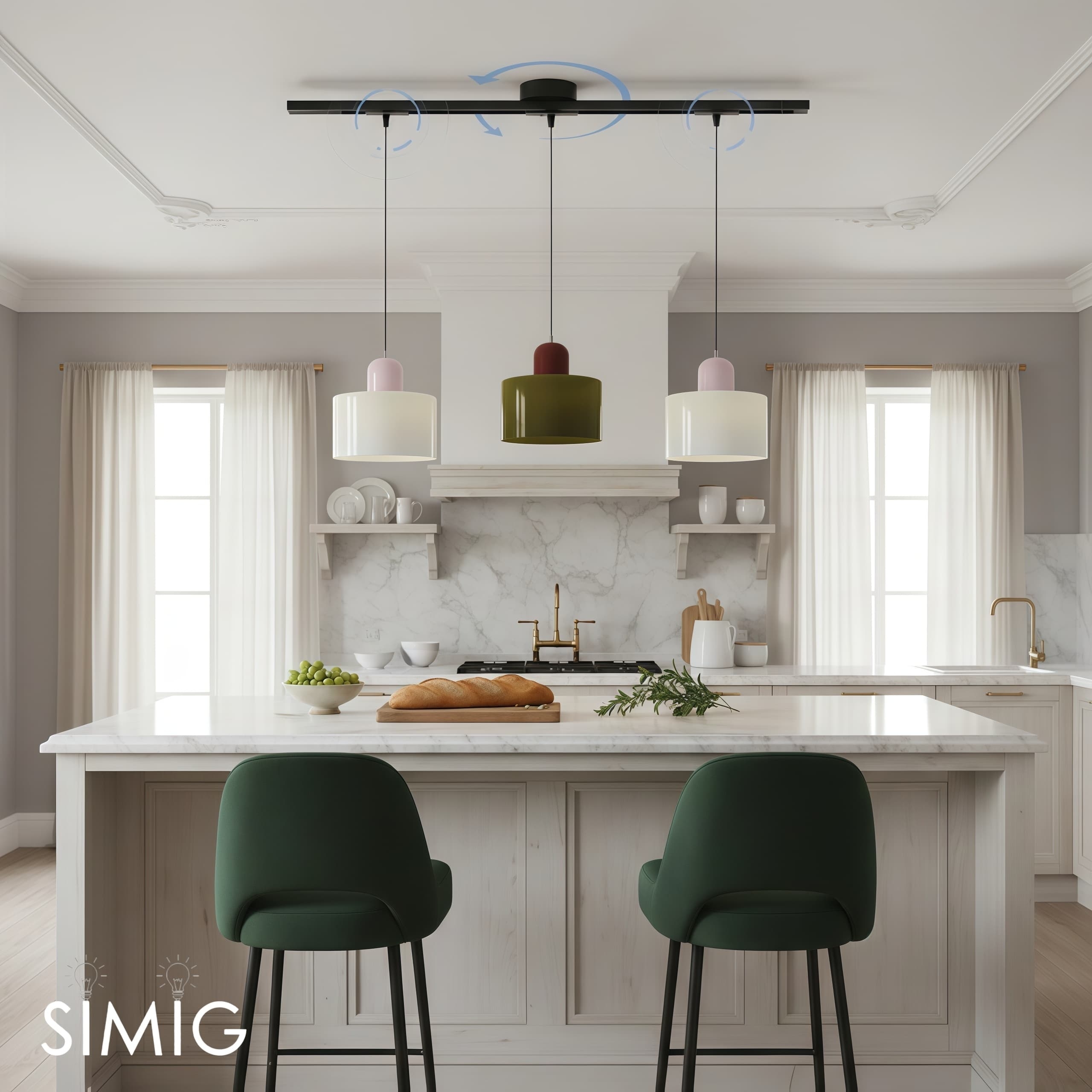 Axitra Rotatable Pendant Light Ceiling Rail – Sleek Adjustable Track for Pendant Lights Contemporary N21