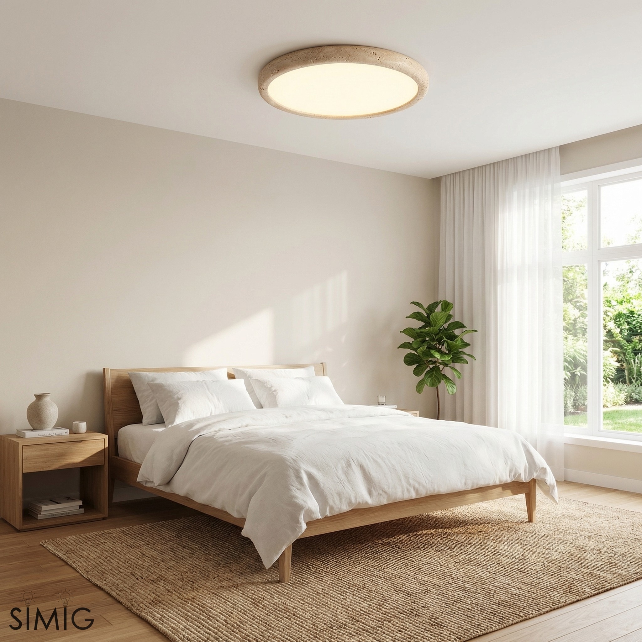 Travertine Disc Flush Mount Ceiling Light - Minimalist Design  Lighting S289