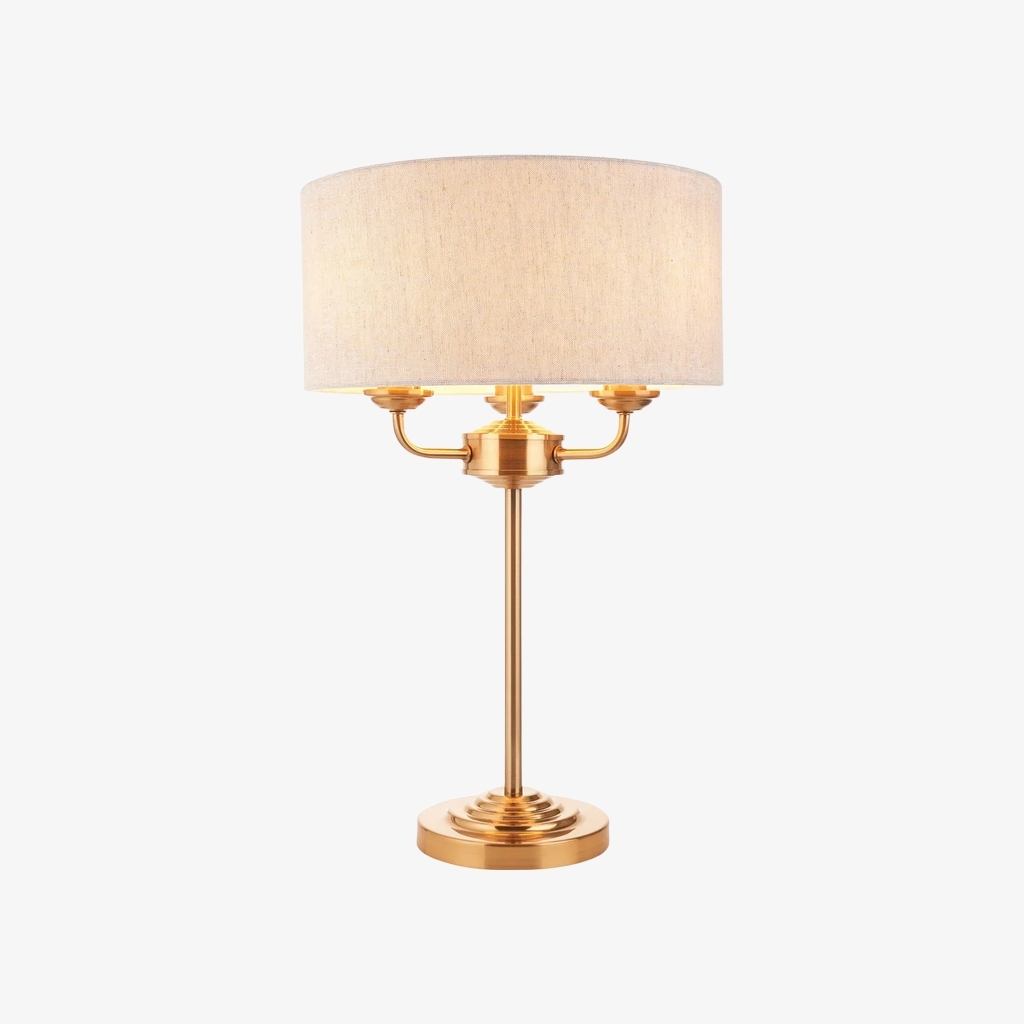 Tela 1‑Light and 3‑Light Table Lamp - Modern Linen & Metal for Bedside or Living Room T847