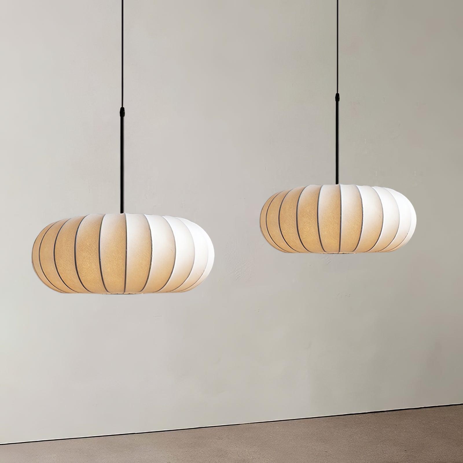 Simple Wabi-sabi White Lantern Fabric Pendant Lamp M06