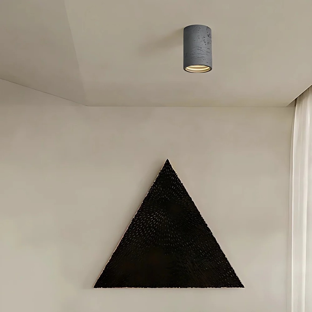 Cylindrical Ceiling Light - Modern Travertine Living Room M72