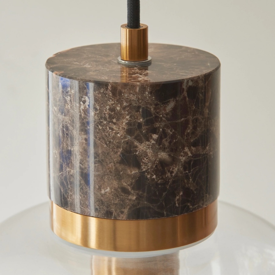 Korlisse Natural Stone and Glass Pendant Light - Stylish Lamp for Lounge or Living Room T929