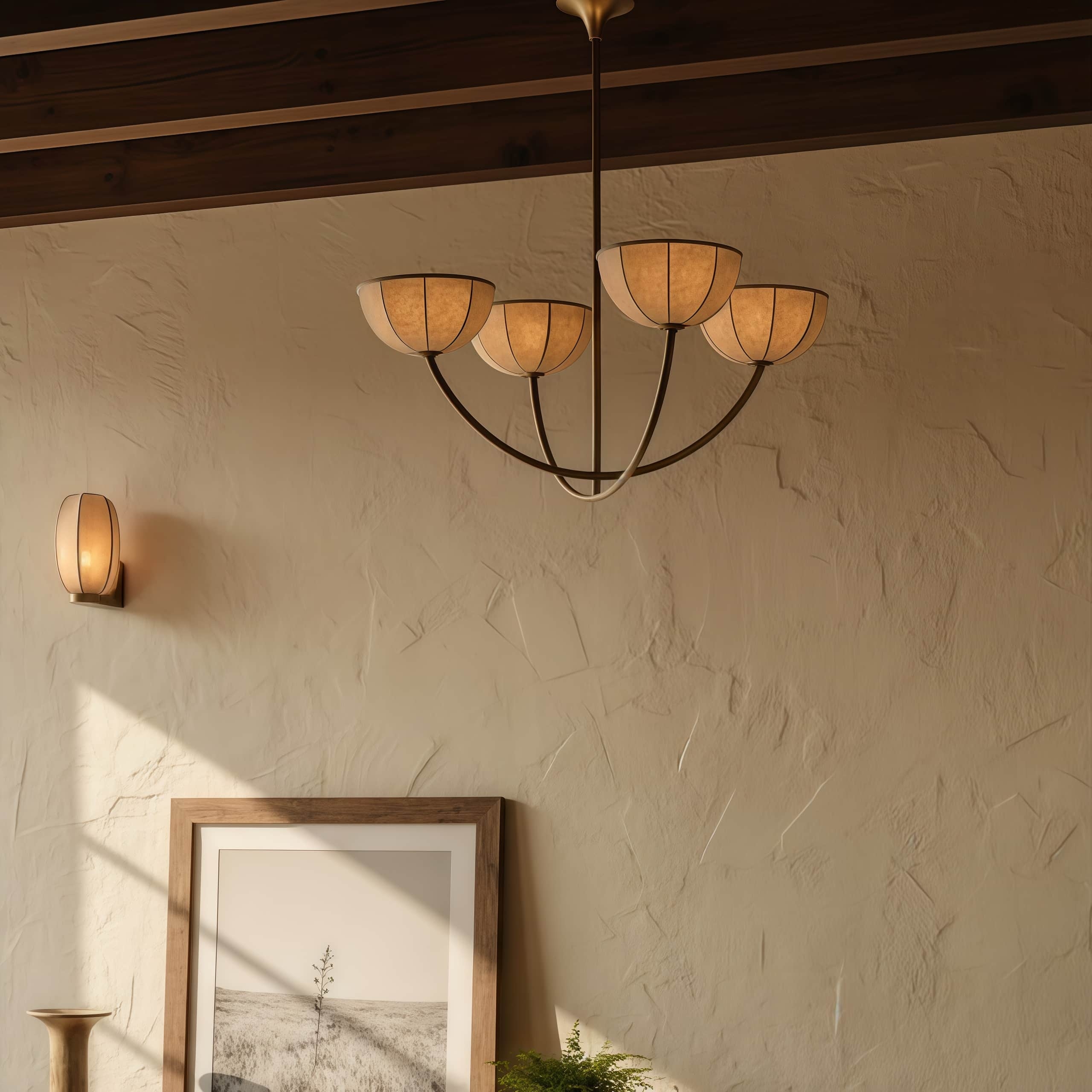 Loomis Adjustable Linen Wrapped Chandelier - Warm Ambient Light for Bedroom T1184