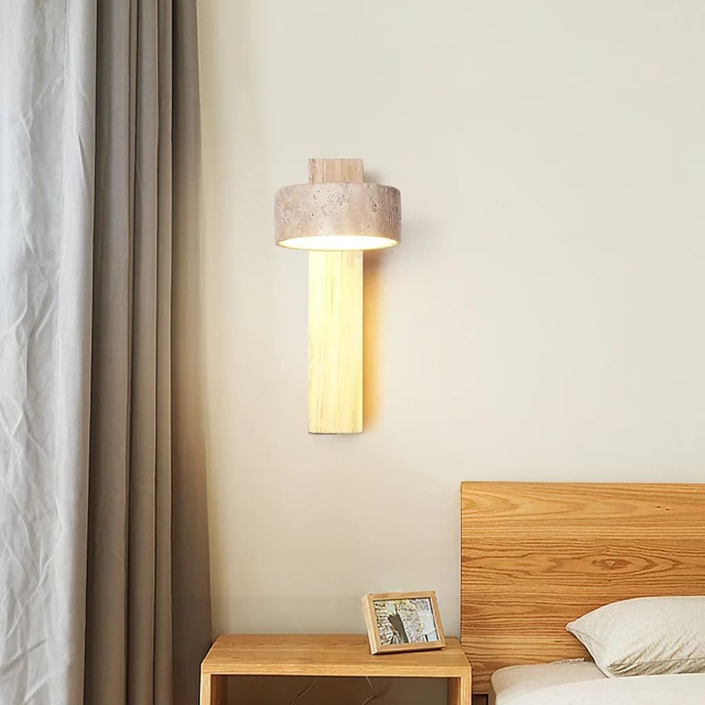 Travertine Cylinder Shade Lamp - Vintage Wall Sconce for Hallway M13