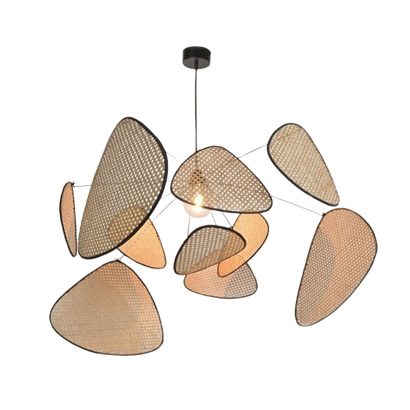 Screen Cannage Pendant Light - Woven Rattan Design for Living Room