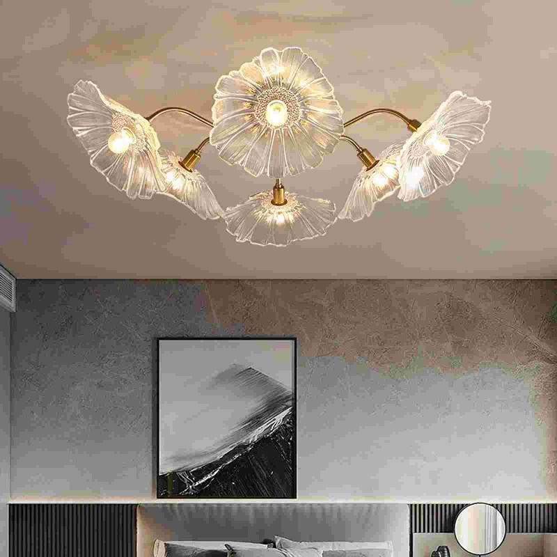Lotus Leaf Glass Ceiling Lamp for Living Room