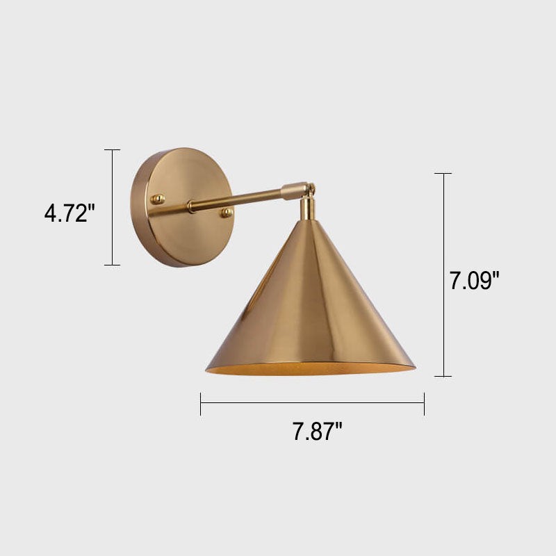 Modern Simple Iron Plated Brass Cone Round 1-Light Wall Sconce Lamp T179