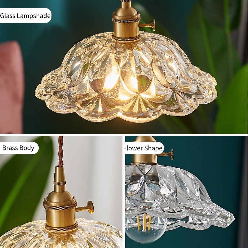 Nordic Vintage Flower Glass Pendant Light S67