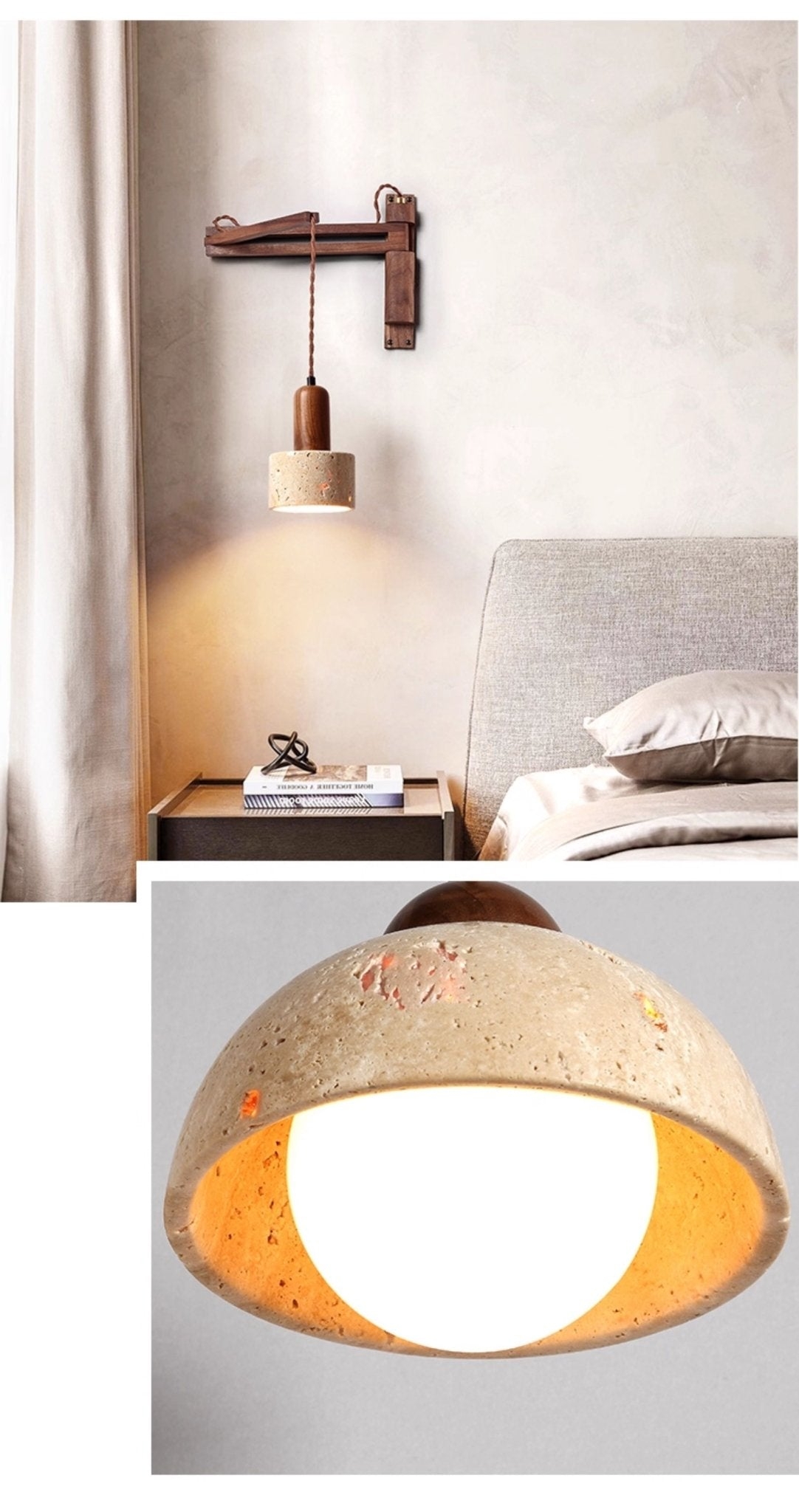 Adjustable Travertine Dome Wall Sconce T1606