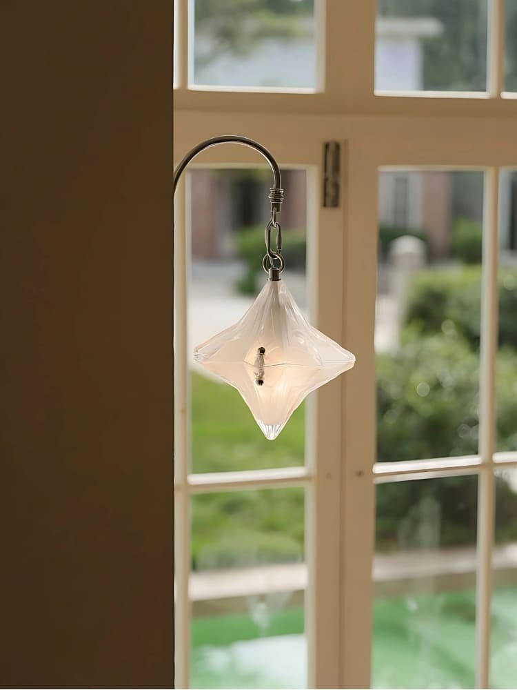 Art Deco Star Wall Sconce - Frosted Glass Light for Hallway - Astris Selene T439